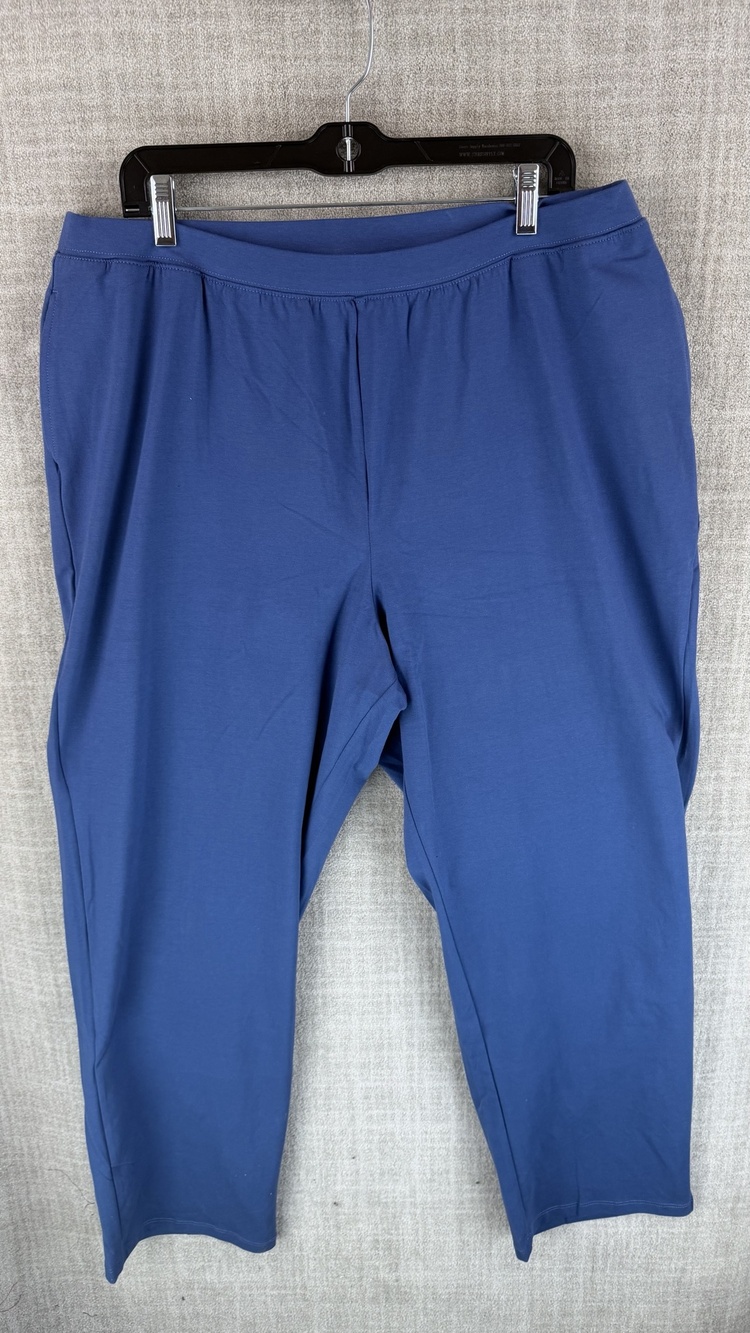 Catherines Pants Womens 1X Blue Cropped Tapered Jersey Pull On Stretch 34 Waist